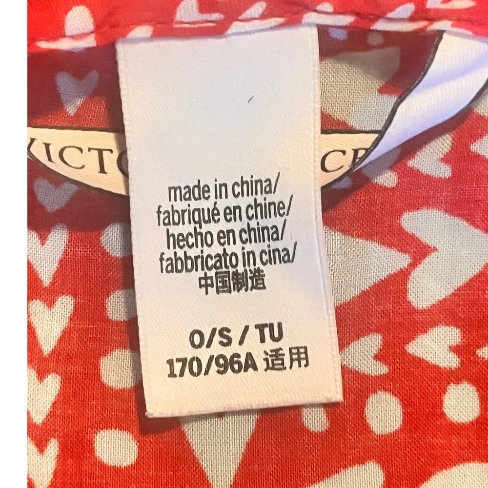 Victoria's Secret Red White Heart Print Kimono‎ Robe Cover Up O/S 362954-43Y